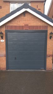 Hormann sectional garage door medium ribbed in anthracite grey