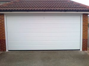 Hormann white medium ribbed sectional garage door